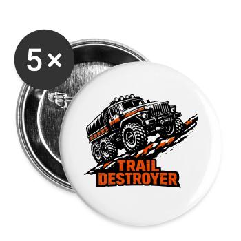 Offroad LKW 6x6 Trail Action - Buttons groß 56 mm (5er Pack) - Weiß - Vorne