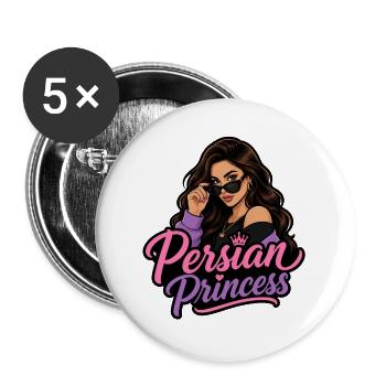 Persische Prinzessin Glamour - Buttons groß 56 mm (5er Pack) - Weiß - Vorne