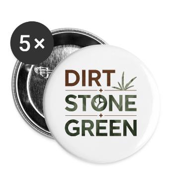 Dirt Stone Green – Landschaftsbau & Gartenbau Desi - Buttons groß 56 mm (5er Pack) - Weiß - Vorne