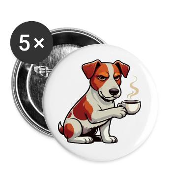 Jack Russel terrier Jack russel Besitzer Jacky - Buttons groß 56 mm (5er Pack) - Weiß - Vorne