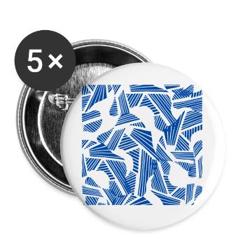 Blaugeometrische Streifenmuster - Buttons groß 56 mm (5er Pack) - Weiß - Vorne