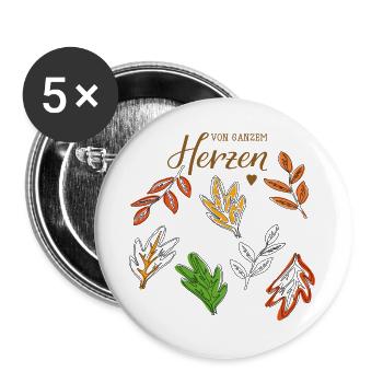 Herbstlaub - Buttons groß 56 mm (5er Pack) - Weiß - Vorne