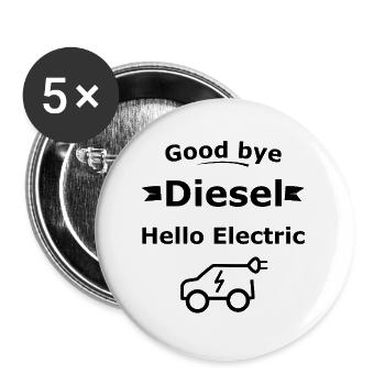 Elektroautos und mobile Zukunft - Buttons groß 56 mm (5er Pack) - Weiß - Vorne