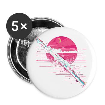 Flöte Grafik Vaporwave - Buttons groß 56 mm (5er Pack) - Weiß - Vorne