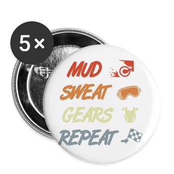 Schlamm Schweiß und ein Getriebe - Buttons groß 56 mm (5er Pack) - Weiß - Vorne