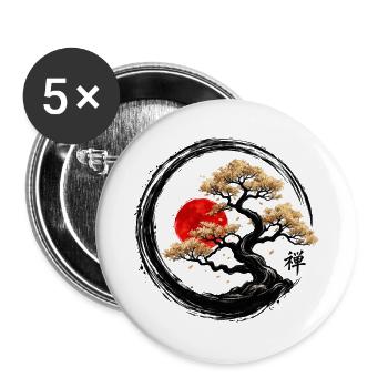 Bonsai Baum - Buttons groß 56 mm (5er Pack) - Weiß - Vorne