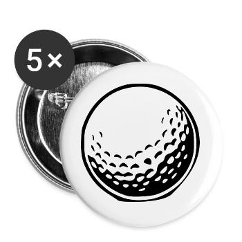Golfball Geschenk Golfspieler - Buttons groß 56 mm (5er Pack) - Weiß - Vorne