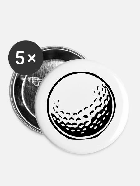 Golfball Geschenk Golfspieler - Buttons groß 56 mm (5er Pack) - Weiß