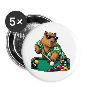 Süßes Capybara beim Billard - Buttons groß 56 mm (5er Pack) - Weiß - Vorne