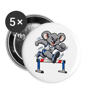 Süßer Koala beim Hürdenlauf - Buttons groß 56 mm (5er Pack) - Weiß - Vorne