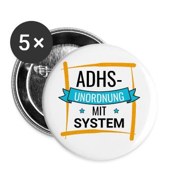 ADHS – Unordnung mit System - Buttons groß 56 mm (5er Pack) - Weiß - Vorne