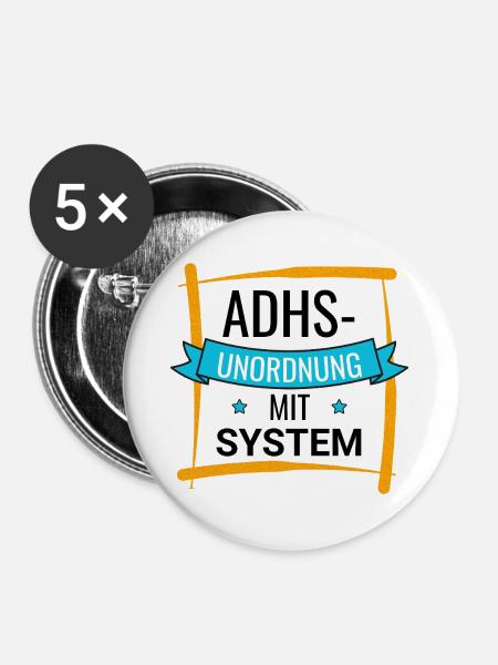 ADHS – Unordnung mit System - Buttons groß 56 mm (5er Pack) - Weiß