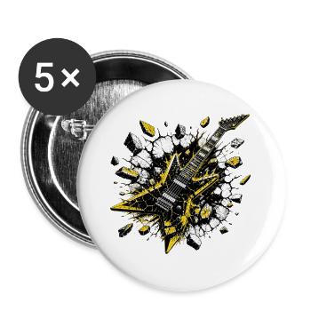Explosive E-Gitarre – Thrash Metal Power Design - Buttons groß 56 mm (5er Pack) - Weiß - Vorne