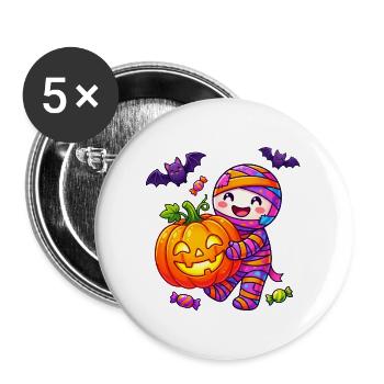 Süße Mama mit Kürbis-Halloween - Buttons groß 56 mm (5er Pack) - Weiß - Vorne