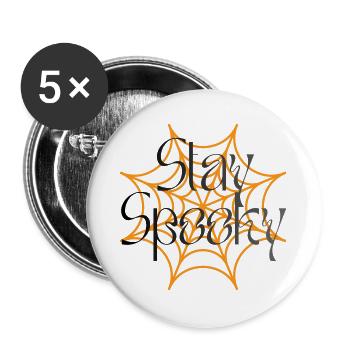 Stay Spooky Spider Web Grafik - Buttons groß 56 mm (5er Pack) - Weiß - Vorne
