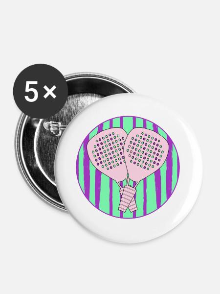 Padel-Paar - Buttons groß 56 mm (5er Pack) - Weiß