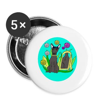 Kunst Hund Künstlerin Motiv - Buttons groß 56 mm (5er Pack) - Weiß - Vorne