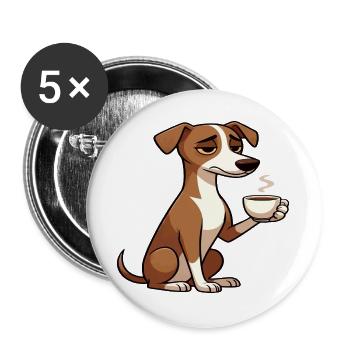 Whippet Windhund Whippets Windhundbesitzer - Buttons groß 56 mm (5er Pack) - Weiß - Vorne