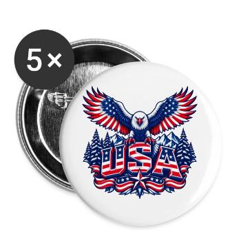 Patriotic Eagle Crest USA - Buttons groß 56 mm (5er Pack) - Weiß - Vorne