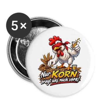Kornhuhn  - Buttons groß 56 mm (5er Pack) - Weiß - Vorne