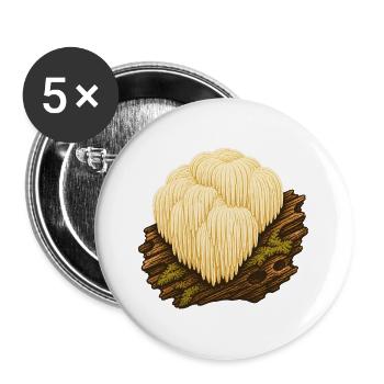 Igelstachelbart auf Totholz - Buttons groß 56 mm (5er Pack) - Weiß - Vorne