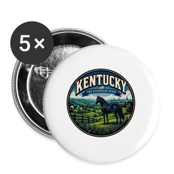 Kentucky Bluegrass State Retro Pferdeabzeichen - Buttons groß 56 mm (5er Pack) - Weiß - Vorne