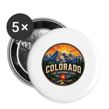 Colorado Centennial State Retro Mountain Abzeichen - Buttons groß 56 mm (5er Pack) - Weiß - Vorne