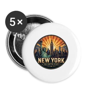 New York The Empire  State Retro Skyline Badge - Buttons groß 56 mm (5er Pack) - Weiß - Vorne