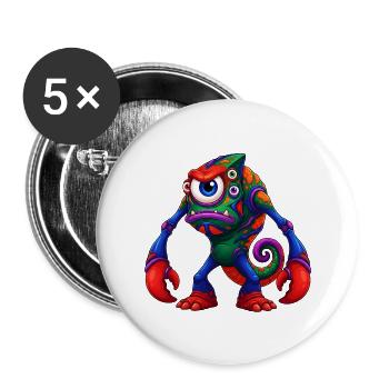 Lebendiges Einäugiges Monster - Buttons groß 56 mm (5er Pack) - Weiß - Vorne