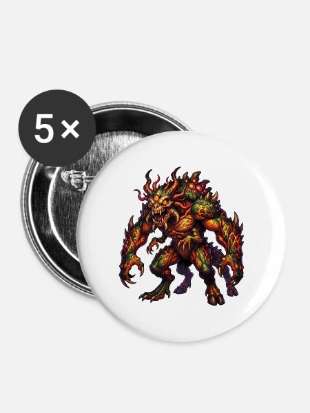 Infernalisches Behemoth-Wesen - Buttons groß 56 mm (5er Pack) - Weiß