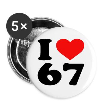 Six Seven - I love 67  - Meme - Basketball - 6-7 - Buttons groß 56 mm (5er Pack) - Weiß - Vorne