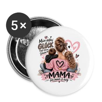 Mama Herzliebe für immer - Buttons groß 56 mm (5er Pack) - Weiß - Vorne