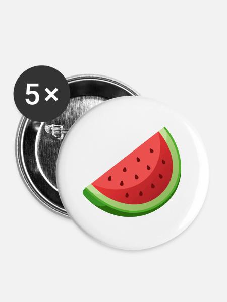 Wassermelonenscheibe - Buttons groß 56 mm (5er Pack) - Weiß
