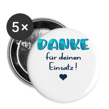 Danke für Einsatz - Buttons groß 56 mm (5er Pack) - Weiß - Vorne