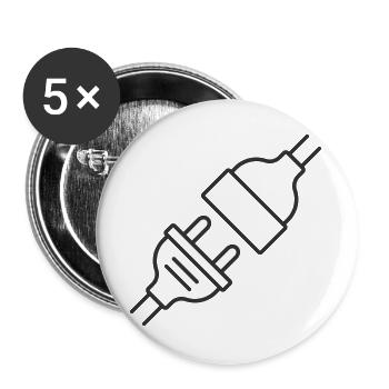 Stecker- und Steckdosenleitungs-Symbol - Buttons groß 56 mm (5er Pack) - Weiß - Vorne