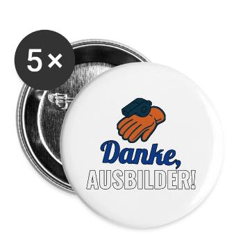 Danke, Ausbilder! Shirt für Kameradschaft - Buttons groß 56 mm (5er Pack) - Weiß - Vorne