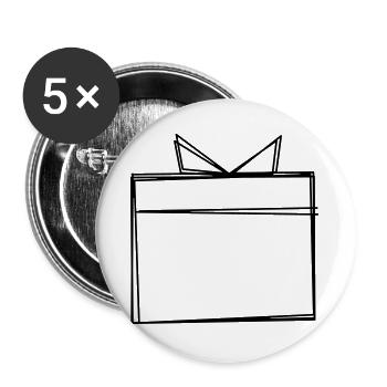 Geschenk handgezeichnet - Buttons groß 56 mm (5er Pack) - Weiß - Vorne