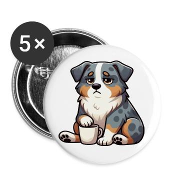 Australian Shepherd Aussie Aussiebesitzer Aussies - Buttons groß 56 mm (5er Pack) - Weiß - Vorne