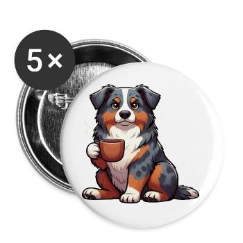 Australian Shepherd Aussie Aussiebesitzer Aussies - Buttons groß 56 mm (5er Pack) - Weiß - Vorne