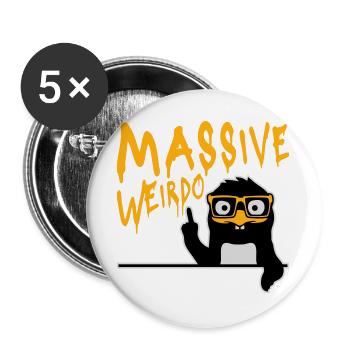 Massive weirdo Komischer Weirdo Pinguin Nerd Geek - Buttons groß 56 mm (5er Pack) - Weiß - Vorne