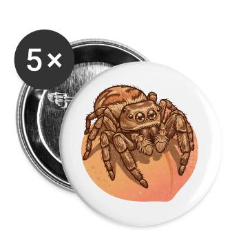 Spinne reitet Pfirsich - Buttons groß 56 mm (5er Pack) - Weiß - Vorne