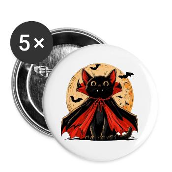 Vampir-Katze: Das niedliche Grauen der Nacht - Buttons groß 56 mm (5er Pack) - Weiß - Vorne