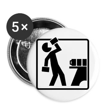 Bier trinken Piktogramm (Farbe änderbar) - Buttons groß 56 mm (5er Pack) - Weiß - Vorne