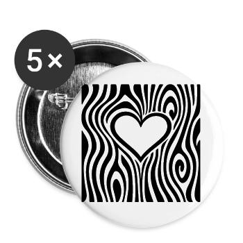 wood heart - Buttons groß 56 mm (5er Pack) - Weiß - Vorne