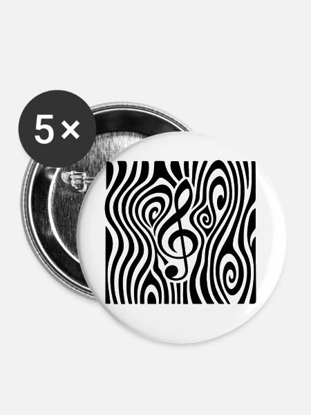 wood music - Buttons groß 56 mm (5er Pack) - Weiß