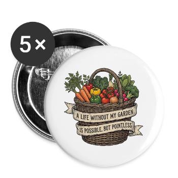Garten Gemüse Gärtnerin Gärtner - Buttons groß 56 mm (5er Pack) - Weiß - Vorne
