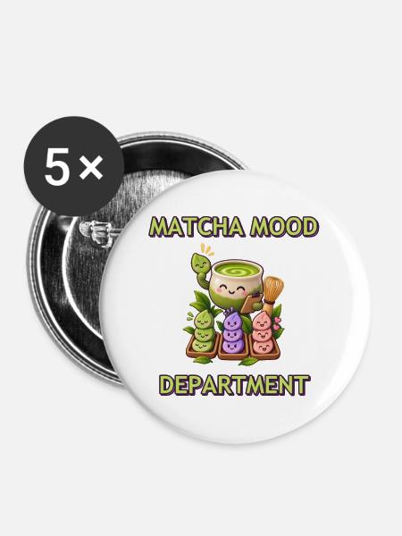 Matcha Stimmungsabteilung - Buttons groß 56 mm (5er Pack) - Weiß