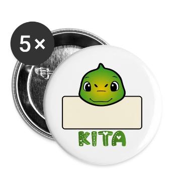 Kindertagesstätte Kitakind Dinosaurier - Buttons groß 56 mm (5er Pack) - Weiß - Vorne