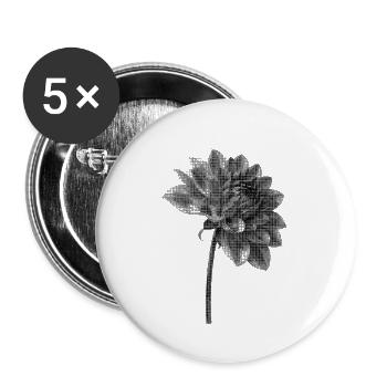Graustufenblüte im Halbton-Bipmap-Effekt - Buttons groß 56 mm (5er Pack) - Weiß - Vorne