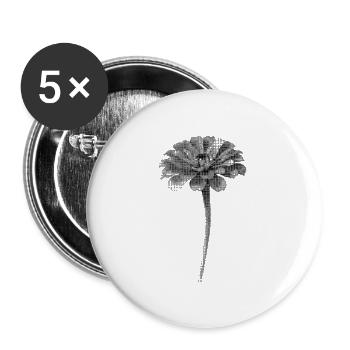 Graustufenblüte im Halbton-Bipmap-Effekt - Buttons groß 56 mm (5er Pack) - Weiß - Vorne